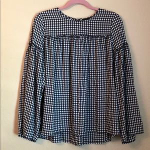 Navy & White Gingham Top